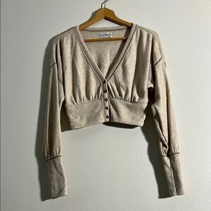 Urban Outfitters Cream Button-Up Cropped Cardigan